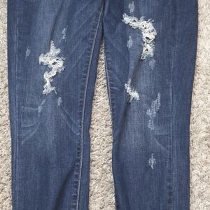 Judy Blue Women Distressed Skinny Fit Jeans Raw Hem JB82230DK Size 9/29 Blue Den